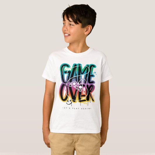 Game over graffiti joystick gamer t-shirt (Voorkant volledig)