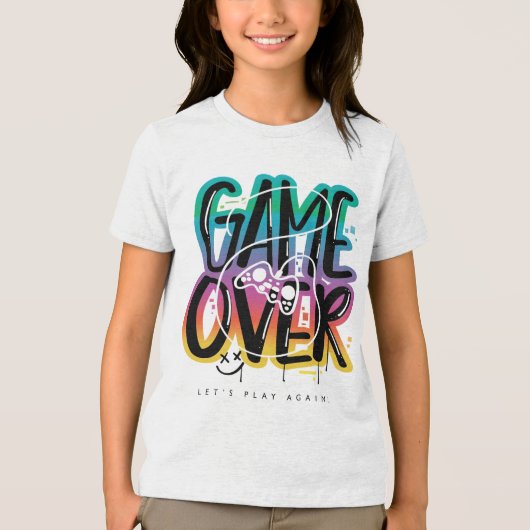 Game over graffiti joystick gamer Tri-Blend shirt (Voorkant)
