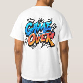 Game Over Graffiti Style Gamer T-Shirt – Bold Blue (Achterkant)
