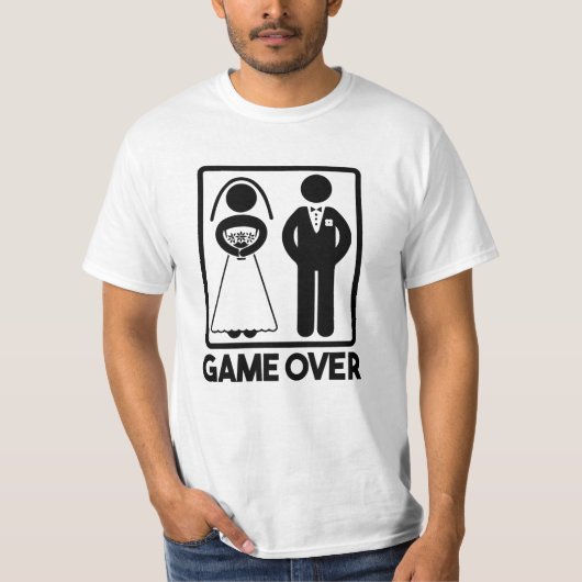 Game Over grappig bruidegom's bruiloft shirt (Voorkant)