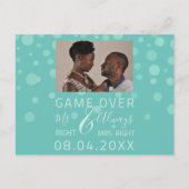 Game Over Grappig Save De Datum Bruiloft Wit Foto Briefkaart (Voorkant)