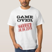 Game Over grappig t shirt met trouwdatumstempel (Voorkant)