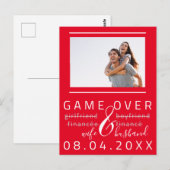 Game Over Grappige Bewaar De Datum Foto rood Wit Briefkaart (Voorkant / Achterkant)