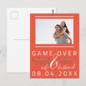 Game Over Grappige Bewaar De Datum Foto Wow Koraal Briefkaart (Voorkant / Achterkant)