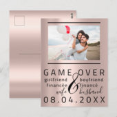 Game Over Grappige Bewaar De Datum Koppel Foto Briefkaart (Voorkant / Achterkant)