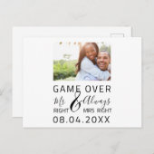 Game Over Grappige Bewaar De Datum Trouwfoto Briefkaart (Voorkant / Achterkant)