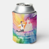 Game Over Grappige Bruid en bruidegom Comic Weddin Blikjeskoeler (Blikje Achterkant)