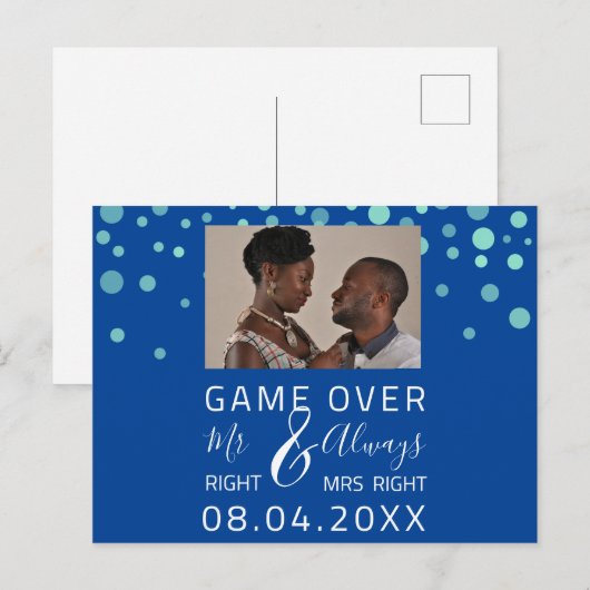 Game Over Grappige Reddingsdatum Trouwconfetti Fot Briefkaart (Voorkant / Achterkant)