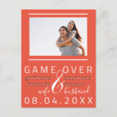 Game Over Grappige Save The Date Foto Wow Koraal Briefkaart (Voorkant)