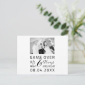 Game Over Grappige Save The Date Trouwfoto Briefkaart (Staand voorkant)