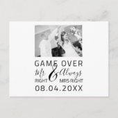 Game Over Grappige Save The Date Trouwfoto Briefkaart (Voorkant)