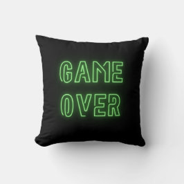 Game Over heldergroene neonlicht videogames Kussen