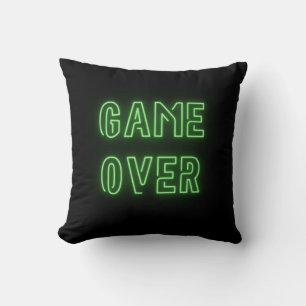 Game Over heldergroene neonlicht videogames Kussen