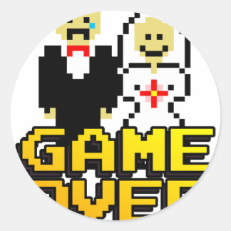 Game over het huwelijk (8-bits) ronde sticker