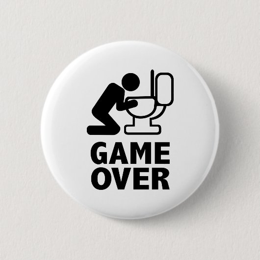 Game over het toilet ronde button 5,7 cm (Voorkant)