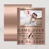 Game Over Huidige Funny Save The Date Koppel Foto Briefkaart (Voorkant / Achterkant)