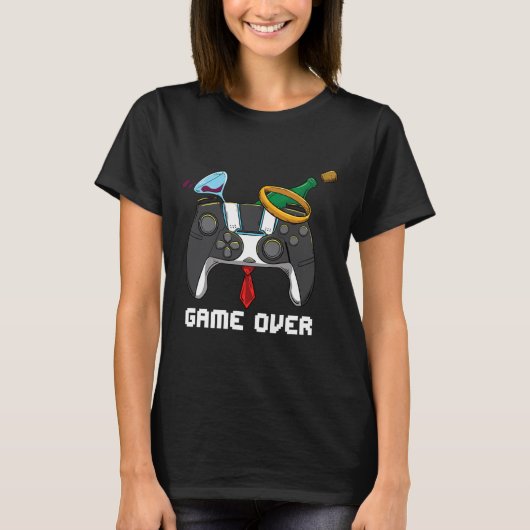 Game Over Huwelijk Bachelorfeest Bruidegom Valenti T-shirt (Voorkant)
