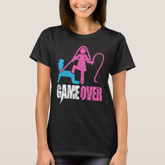 Game Over Huwelijk Bruid en Bruidegom Bachelor Par T-shirt (Voorkant)
