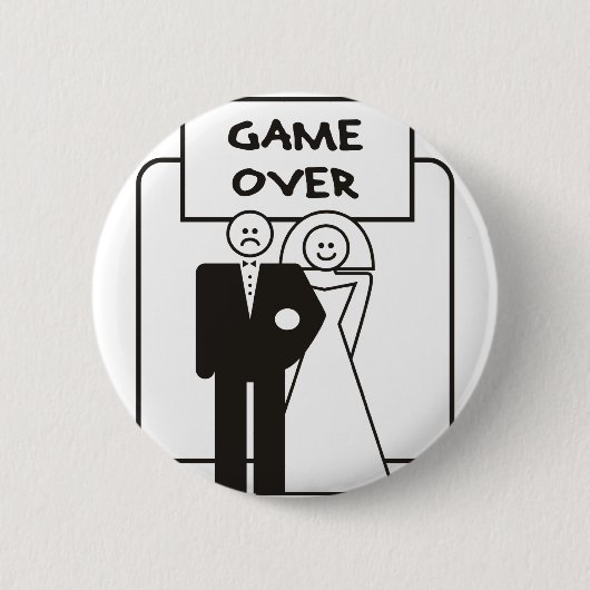 Game over huwelijk ronde button 5,7 cm (Voorkant)