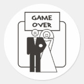 Game over huwelijk ronde sticker (Voorkant)