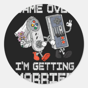 Game over, ik ga trouwen, gamer vrijgezellenfeest ronde sticker