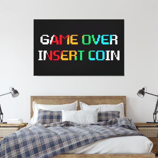 Game Over Insert Coin Canvas Afdruk (Insitu (Slaapkamer))