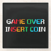 Game Over Insert Coin Glazen Onderzetter (Voorkant)