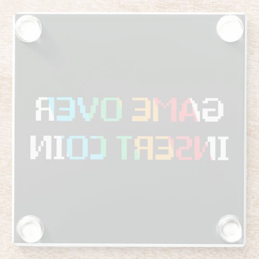 Game Over Insert Coin Glazen Onderzetter (Achterkant)