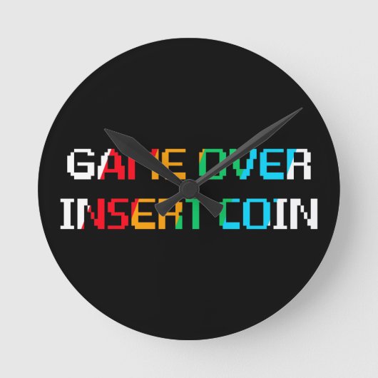 Game Over Insert Coin Ronde Klok (Voorkant)