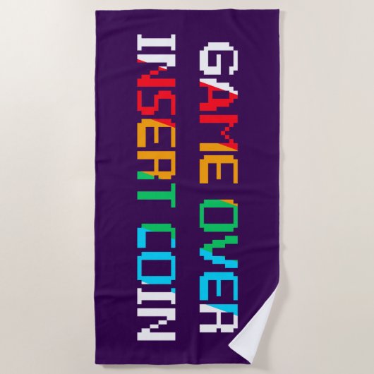 Game Over Insert Coin Strandlaken (Voorkant)