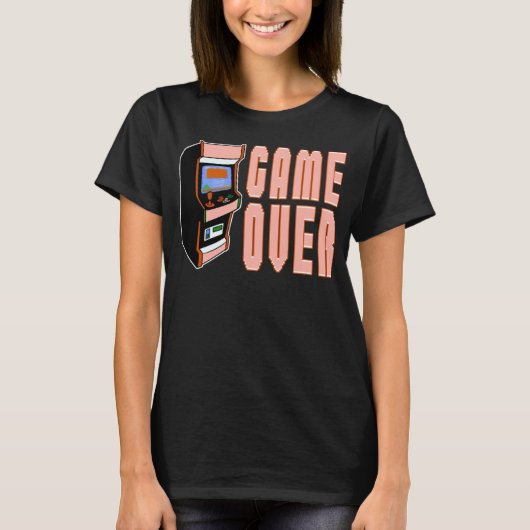 Game over insert munt voor retro gamers en video p t-shirt (Voorkant)