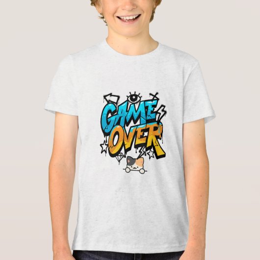Game over & kattenliefhebbers ontwerp T-shirt  (Voorkant)