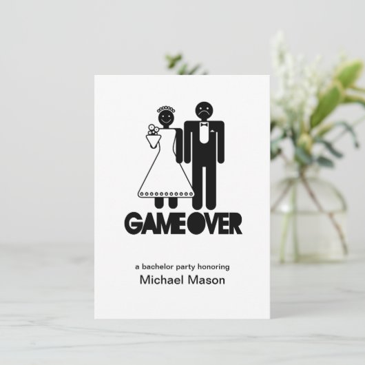 Game Over - Laatste dag als vrijgezel Bachleor Fee Kaart (Staand voorkant)