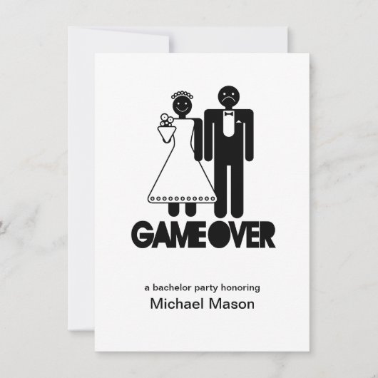 Game Over - Laatste dag als vrijgezel Bachleor Fee Kaart (Voorkant)