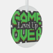 Game Over, Level Up: Gepixelde Retro Game Wereld Glas Ornament (Voorkant Rechts)
