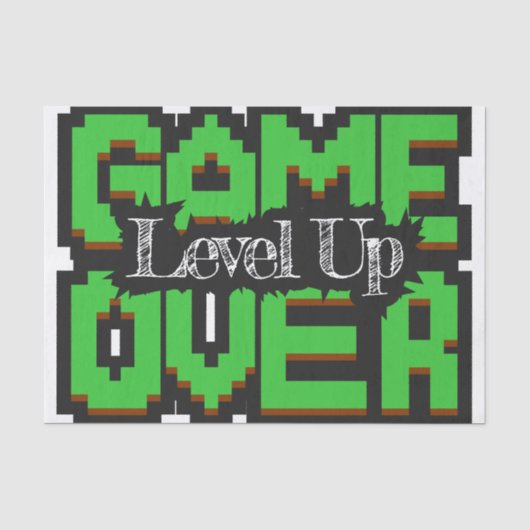Game Over, Level Up: Gepixelde Retro Game Wereld Tissuepapier (Voorkant)