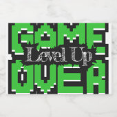 Game Over, Level Up: Gepixelde Retro Game Wereld Voedselcontainer Etiket (Enkel label)