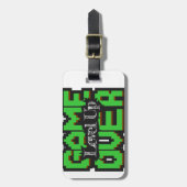 Game Over, Level Up: Gepixelde Retro Gamewereld Bagagelabel (Voorkant verticaal)
