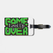 Game Over, Level Up: Gepixelde Retro Gamewereld Bagagelabel (Achterkant horizontaal)