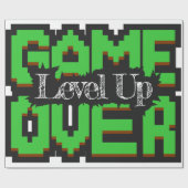 Game Over, Level Up: Gepixelde Retro Gamewereld Cadeaupapier (Vlak)