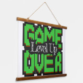 Game Over, Level Up: Gepixelde Retro Gamewereld Hangend Wandkleed (Gebogen)