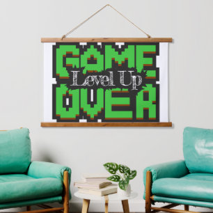 Game Over, Level Up: Gepixelde Retro Gamewereld Hangend Wandkleed