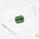 Game Over, Level Up: Gepixelde Retro Gamewereld Ronde Sticker (Envelop)