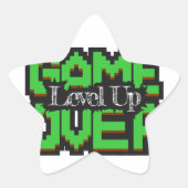 Game Over, Level Up: Gepixelde Retro Gamewereld Ster Sticker (Voorkant)