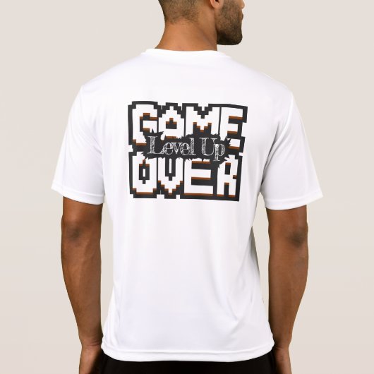 Game Over, Level Up: Gepixelde Retro Gamewereld T-shirt (Achterkant)