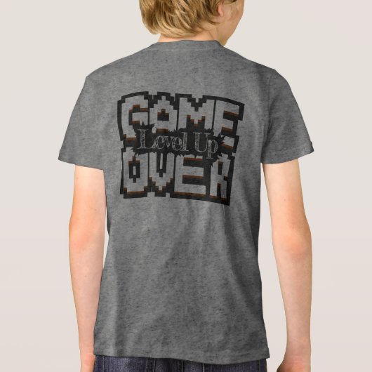 Game Over, Level Up: Pixelated Retro Game World Tri-Blend Shirt (Achterkant)