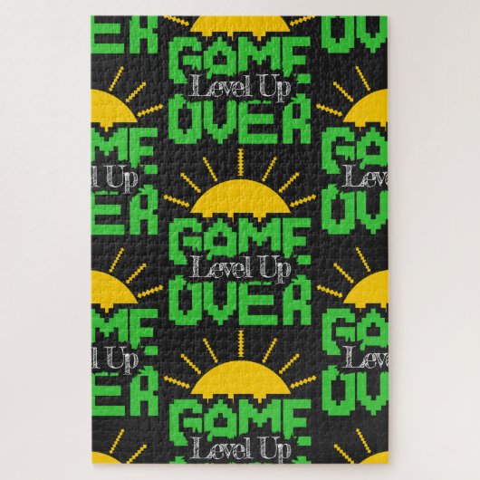 Game Over, Level Up: Retro Pixel Block Avontuur Legpuzzel (Verticaal)