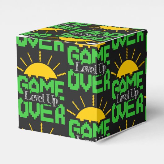 Game Over, Level Up: Retro Pixel Blok Avontuur Bedankdoosjes (Voorkant Zijde)