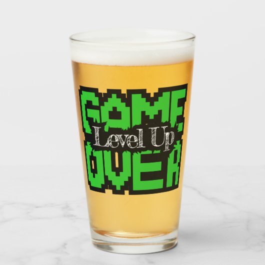 Game Over, Level Up: Retro Pixel Sandbox Avontuur Glas (Voorkant gevuld)