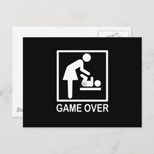 Game over mam Funny Black en White Pictogram Briefkaart (Voorkant / Achterkant)